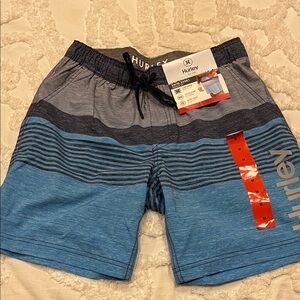Hurley Men’s Blue and Navy Striped Board Shorts M NWT